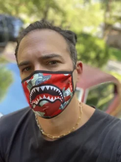 ADULT MONEY CAMO (RED) FORM-FITTING FACE MASK><noscript><img width=
