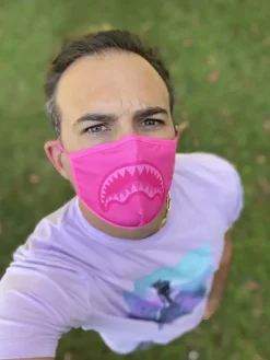 ADULT PINK SHARK FORM-FITTING FACE MASK><noscript><img width=