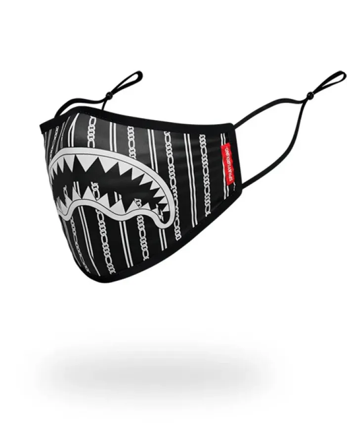 ADULT REVERSE SHARKS IN PARIS (BLACK) FORM FITTING FACE MASK>SPRAYGROUND New