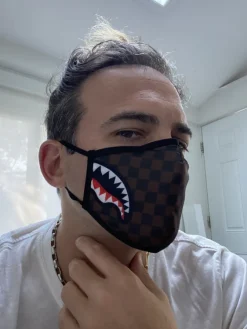 ADULT SHARKS IN PARIS (SIDE SHARK) FORM-FITTING FACE MASK><noscript><img width=