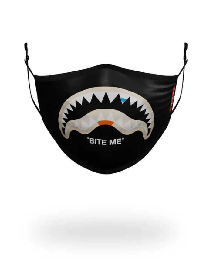 BITE ME SHARK (BLK) POLYESTER FACE MASK>SPRAYGROUND