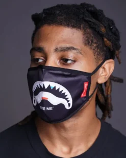 BITE ME SHARK (BLK) POLYESTER FACE MASK>SPRAYGROUND