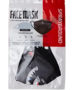 BITE ME SHARK (BLK) POLYESTER FACE MASK><noscript><img width=