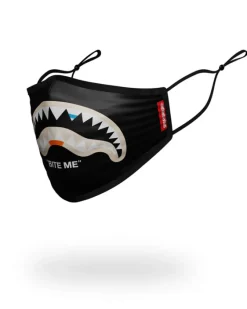 BITE ME SHARK (BLK) POLYESTER FACE MASK><noscript><img width=