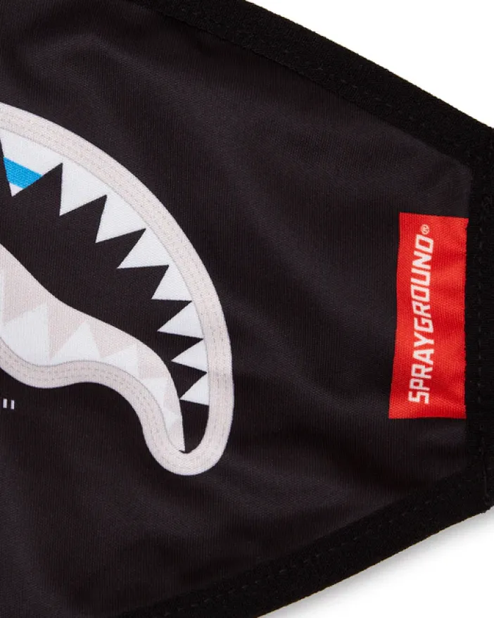 BITE ME SHARK (BLK) POLYESTER FACE MASK>SPRAYGROUND