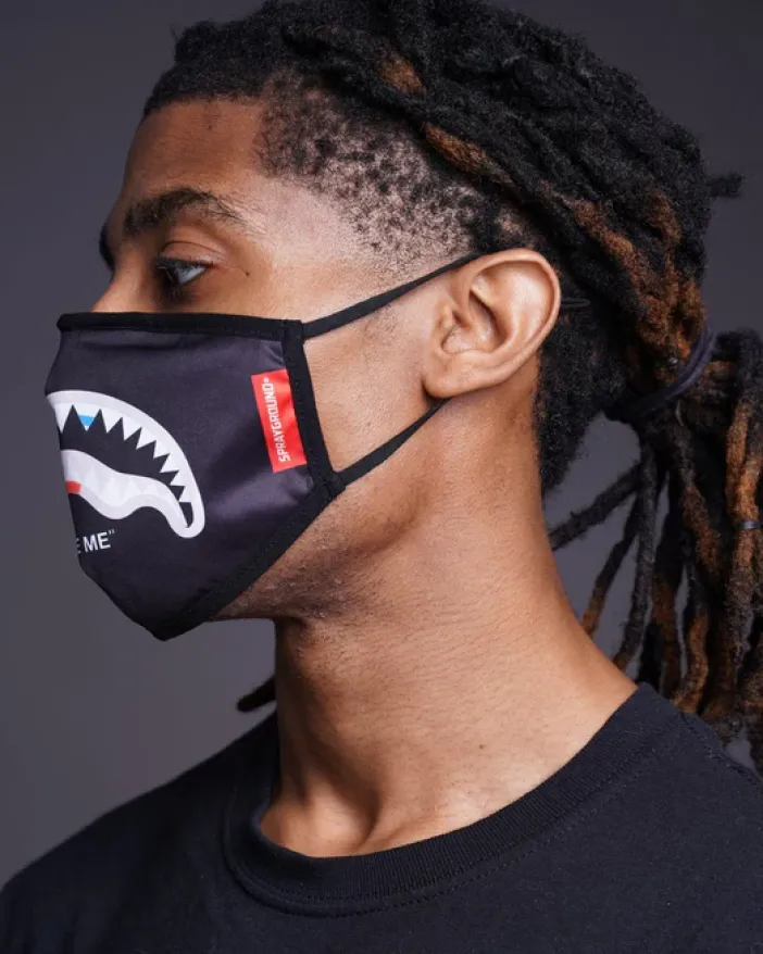 BITE ME SHARK (BLK) POLYESTER FACE MASK>SPRAYGROUND