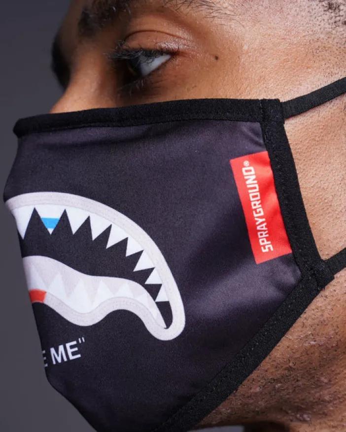 BITE ME SHARK (BLK) POLYESTER FACE MASK>SPRAYGROUND