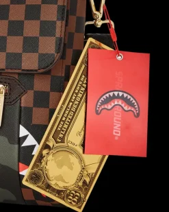 EXTERIOR GOLD ZIP POCKET SHARKS IN PARIS MESSENGER SLING BAG><noscript><img width=
