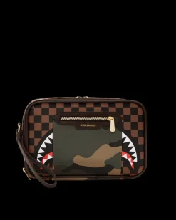 EXTERIOR GOLD ZIP POCKET SHARKS IN PARIS TOILETRY BRICKSIDE BAG>SPRAYGROUND Best
