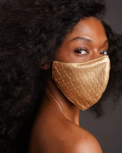 GOLD MONEYGRAM VEGAN LEATHER FACE MASK>SPRAYGROUND