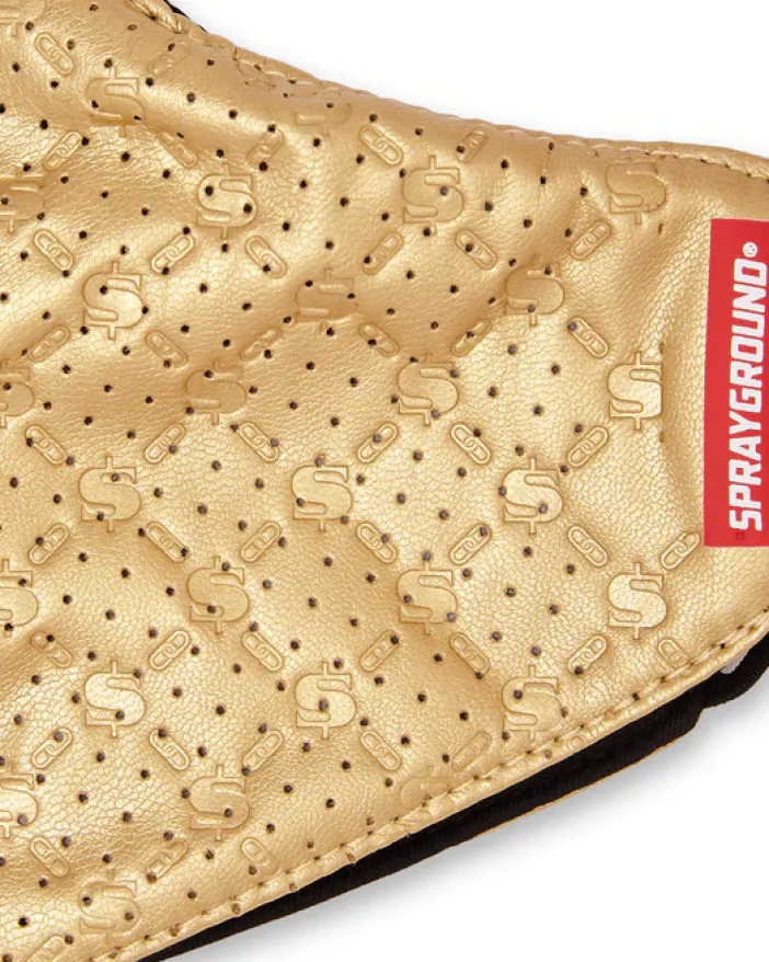 GOLD MONEYGRAM VEGAN LEATHER FACE MASK>SPRAYGROUND