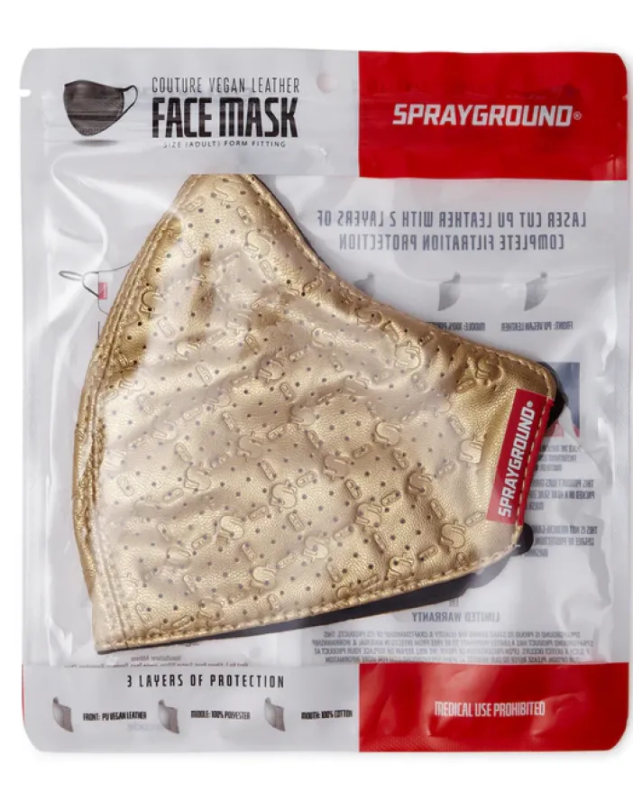 GOLD MONEYGRAM VEGAN LEATHER FACE MASK>SPRAYGROUND