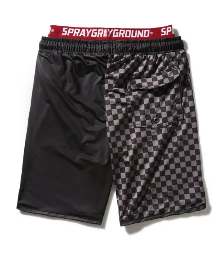 GREY CHECKERED SPLIT CORTO SWIM TRUNKS>SPRAYGROUND Best