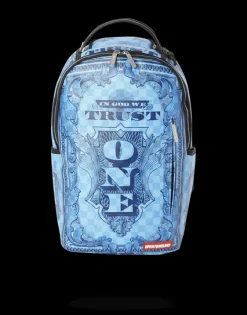 IN GOD WE TRUST BLUE BACKPACK (ONE OF ONE)>SPRAYGROUND Best