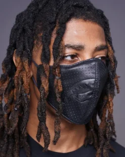 MIDNIGHT SHARK VEGAN LEATHER FACEMASK>SPRAYGROUND Discount