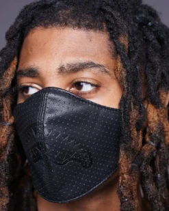 MIDNIGHT SHARK VEGAN LEATHER FACEMASK><noscript><img width=