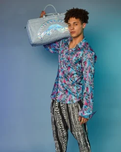 MIRASHAKU IRIDESCENT QUILT DUFFLE><noscript><img width=