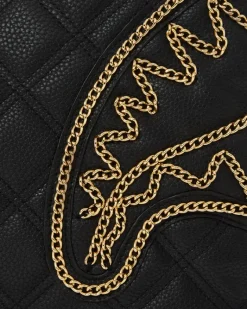 NOIR QUILT GOLD CHAIN SHARK TOTE><noscript><img width=