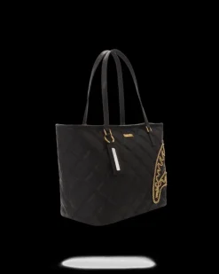NOIR QUILT GOLD CHAIN SHARK TOTE><noscript><img width=