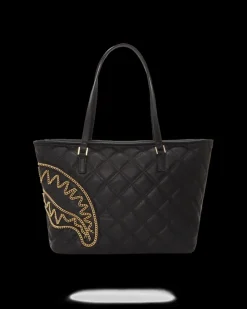 NOIR QUILT GOLD CHAIN SHARK TOTE><noscript><img width=