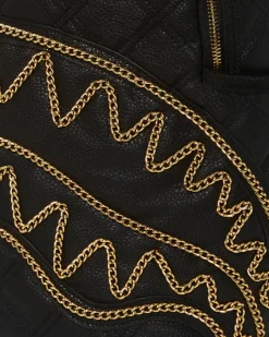 NOIR QUILT GOLD CHAIN SHARK BACKPACK (DLXV)><noscript><img width=