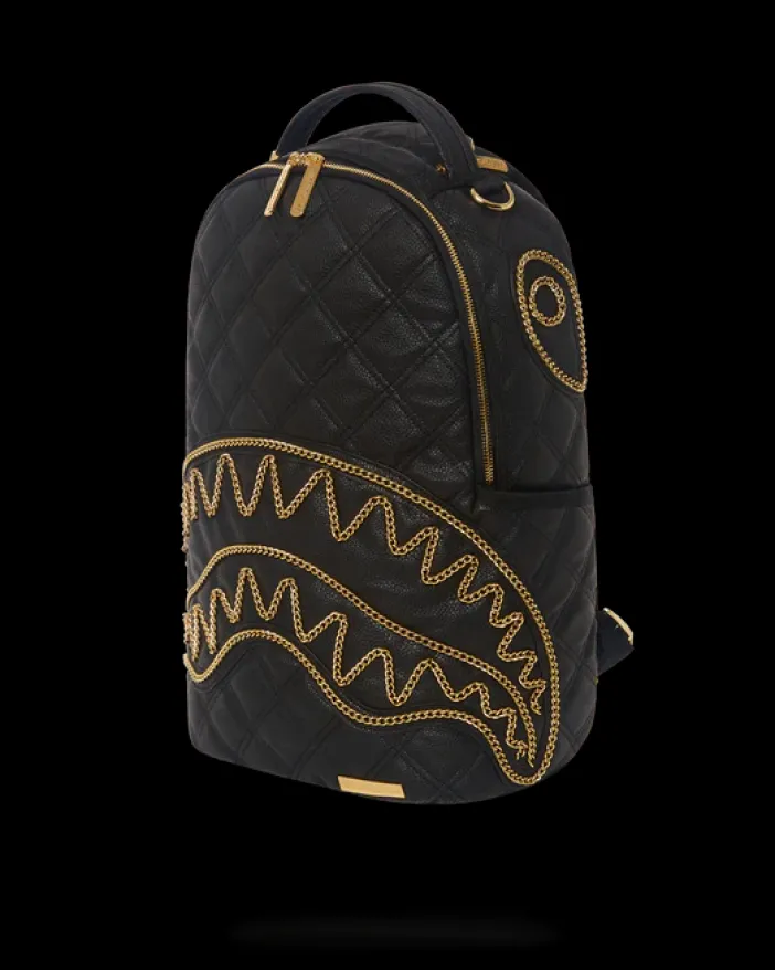 NOIR QUILT GOLD CHAIN SHARK BACKPACK (DLXV)>SPRAYGROUND New
