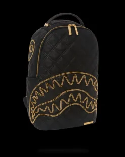 NOIR QUILT GOLD CHAIN SHARK BACKPACK (DLXV)><noscript><img width=