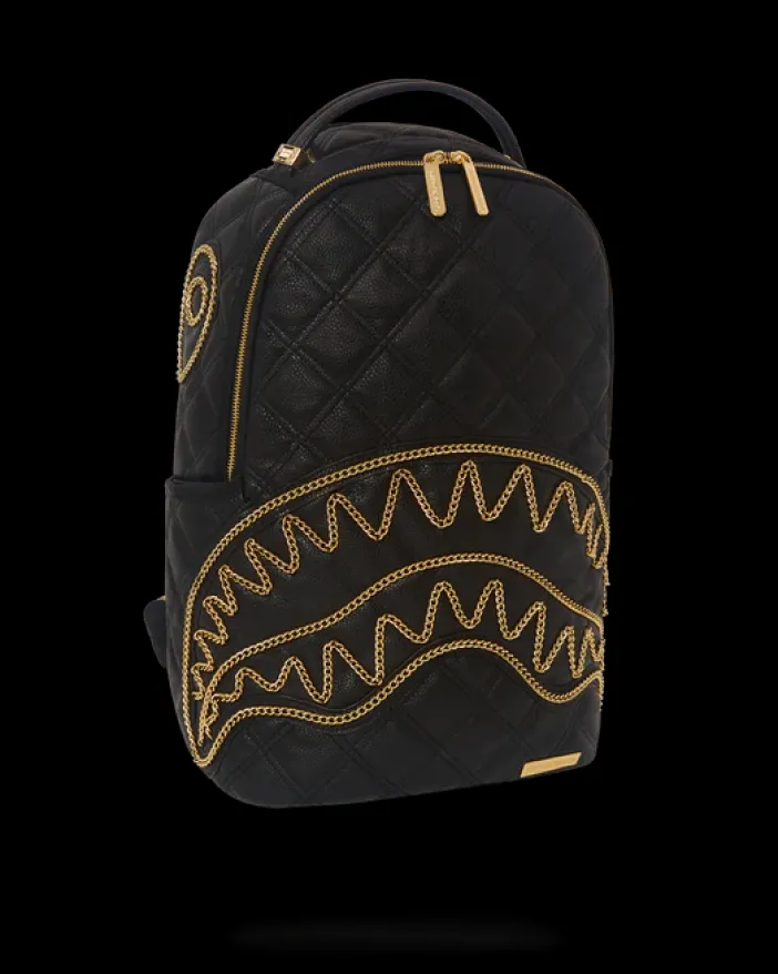 NOIR QUILT GOLD CHAIN SHARK BACKPACK (DLXV)>SPRAYGROUND New