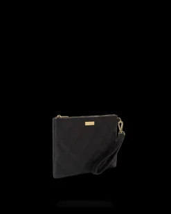 NOIR QUILT GOLD CHAIN SHARK CROSSOVER CLUTCH><noscript><img width=