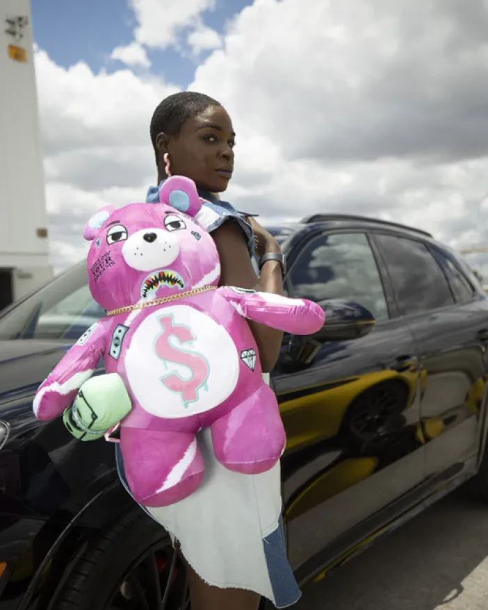 PINK PUNK MONEYBEAR TEDDYBEAR BACKPACK>SPRAYGROUND Clearance