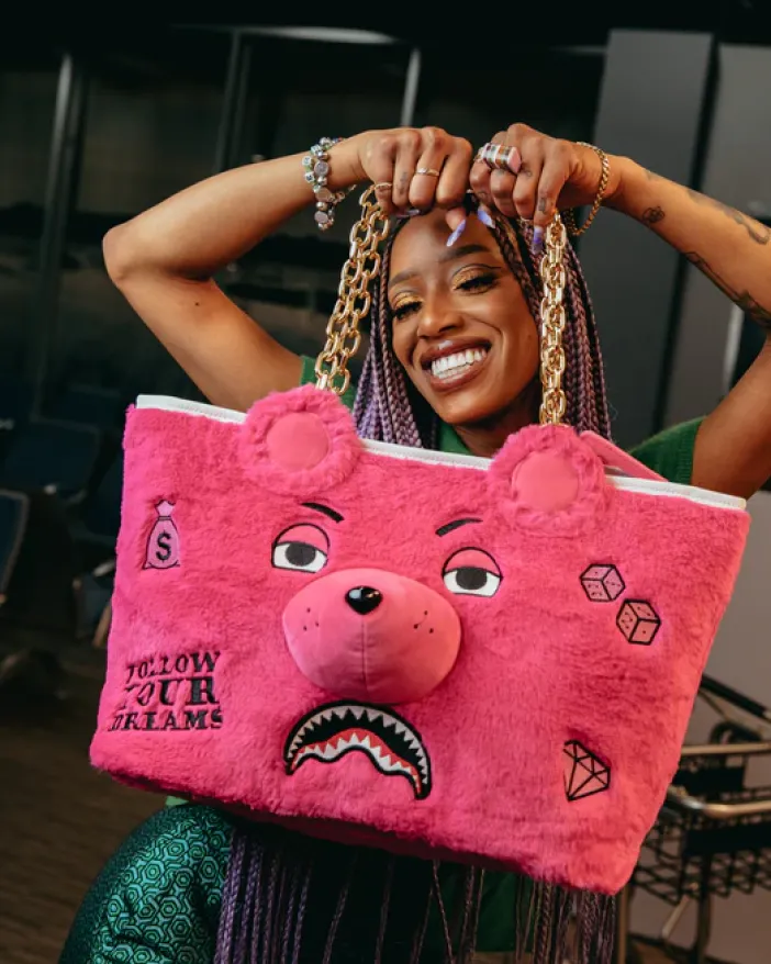 PLUSH MONEYBEAR TOTE (PINK)>SPRAYGROUND Hot