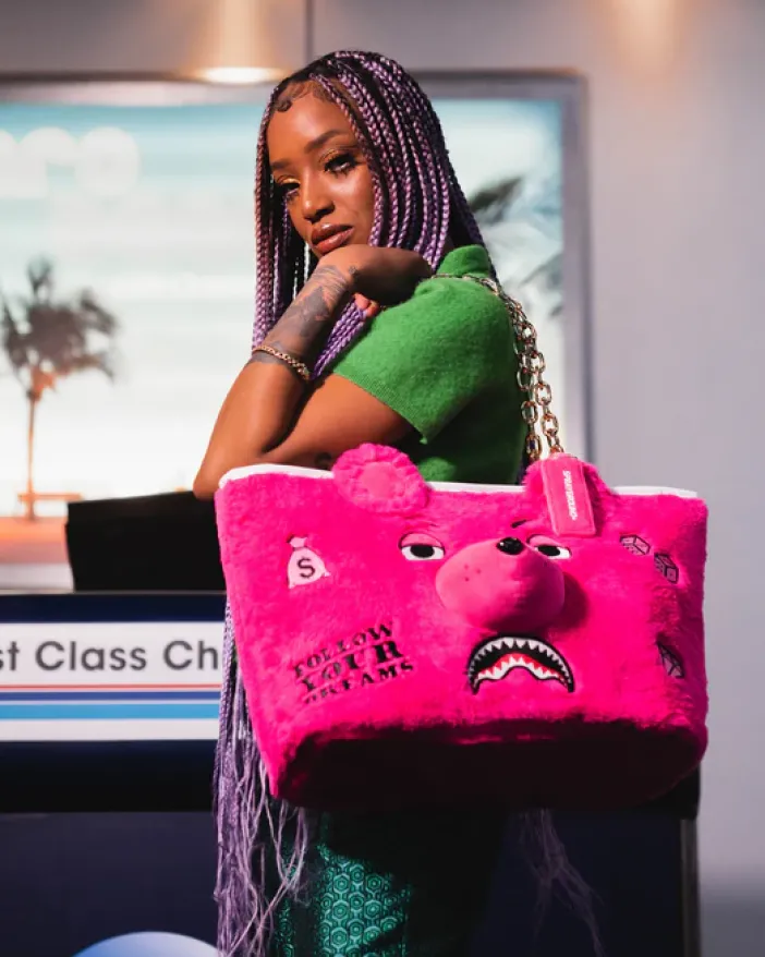 PLUSH MONEYBEAR TOTE (PINK)>SPRAYGROUND Hot