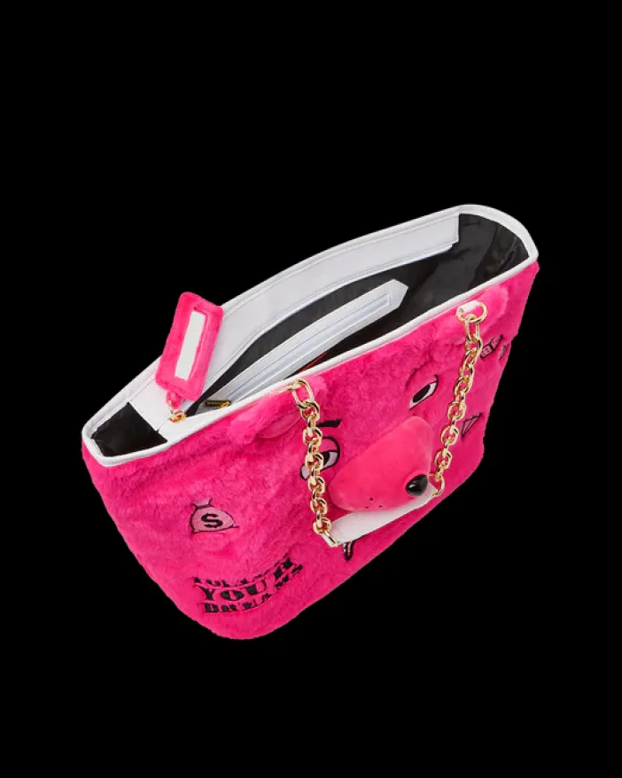 PLUSH MONEYBEAR TOTE (PINK)>SPRAYGROUND Hot