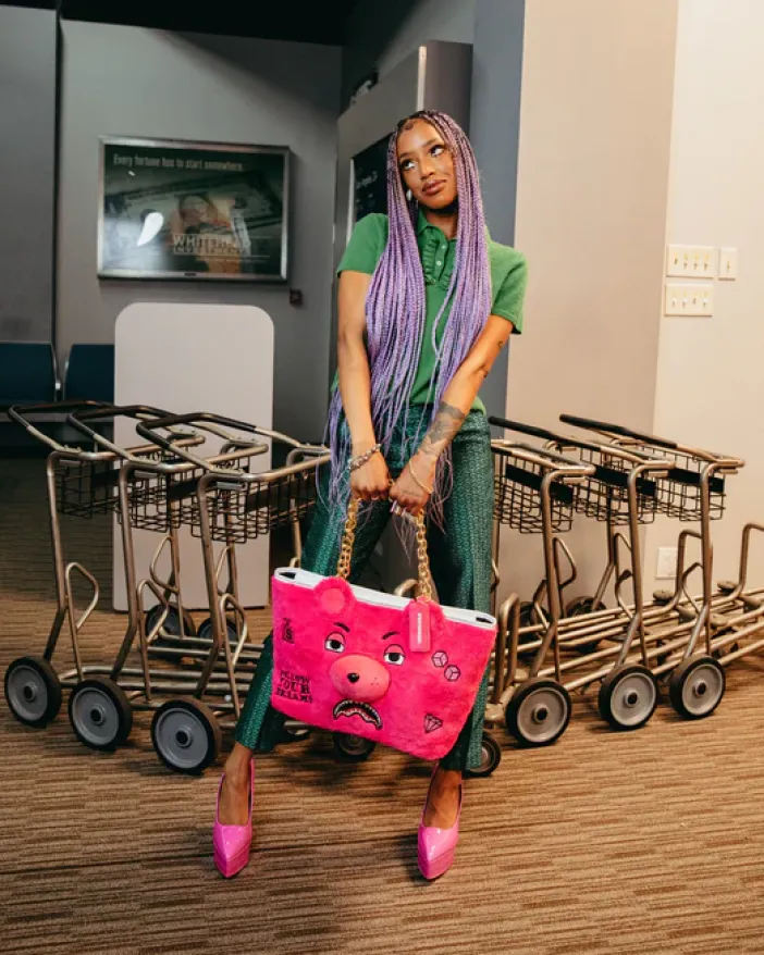 PLUSH MONEYBEAR TOTE (PINK)>SPRAYGROUND Hot