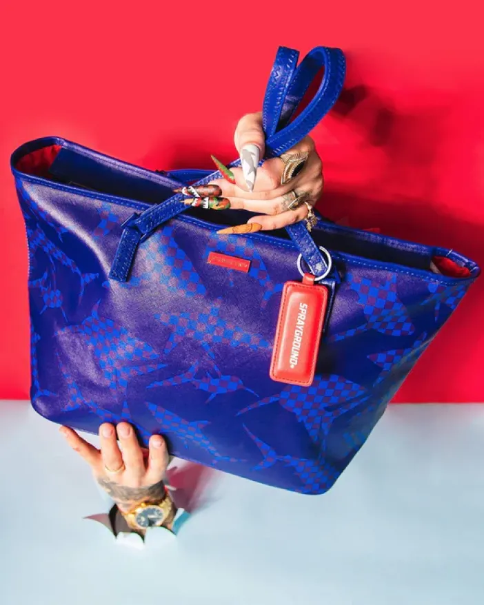 SHARK CHECK (BLUE) TOTE>SPRAYGROUND Best