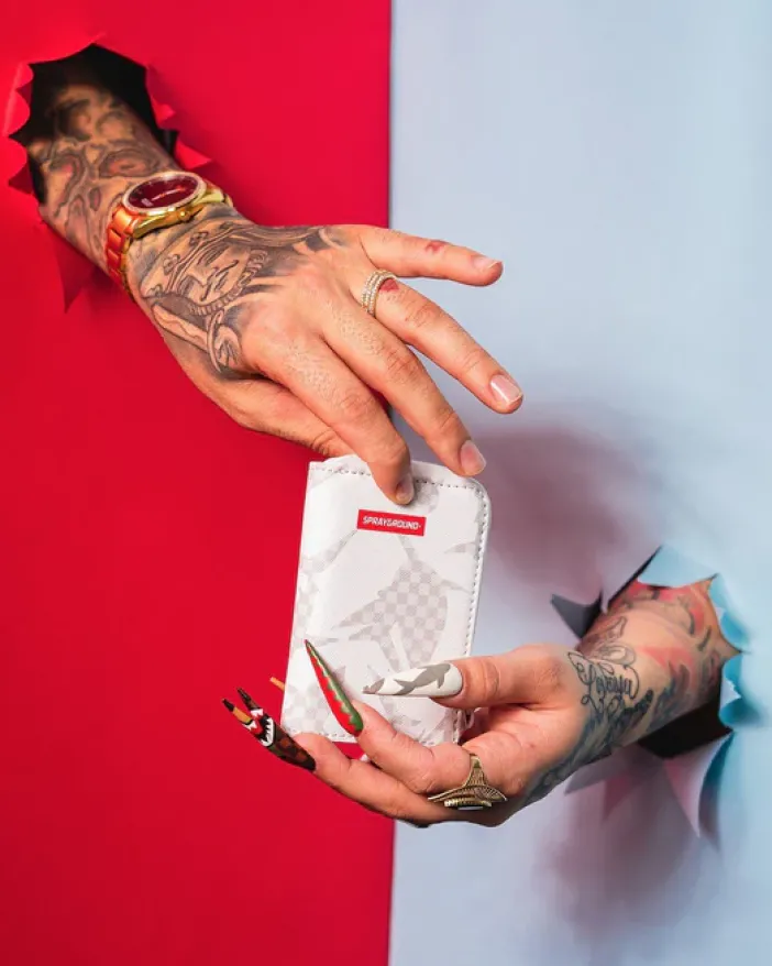 SHARK CHECK (WHITE) WALLET>SPRAYGROUND New