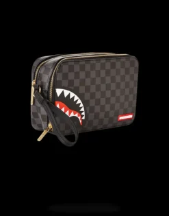 SHARKS IN PARIS (BLACK CHECKERED EDITION) TOILETRY AKA MONEY BAGS>SPRAYGROUND New