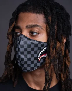 SHARKS IN PARIS (GRAY) VEGAN LEATHER FACE MASK>SPRAYGROUND Clearance