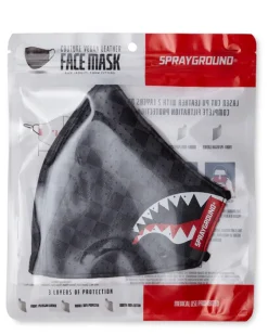 SHARKS IN PARIS (GRAY) VEGAN LEATHER FACE MASK><noscript><img width=