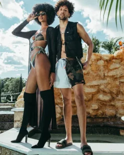 SPLIT BITE CAMO SHOTO SWIM TRUNKS><noscript><img width=