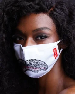 TRINITY DIAMOND SHARK (WHT) POLYESTER FACE MASK>SPRAYGROUND Best