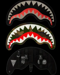 VELCRO SHARK - 3 INTERCHANGEABLE SHARKS BACKPACK (DLXV)><noscript><img width=