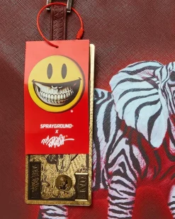 ZEBRA ELEPHANT RON ENGLISH COLLAB TOTE><noscript><img width=