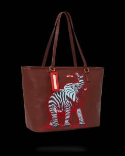 ZEBRA ELEPHANT RON ENGLISH COLLAB TOTE><noscript><img width=